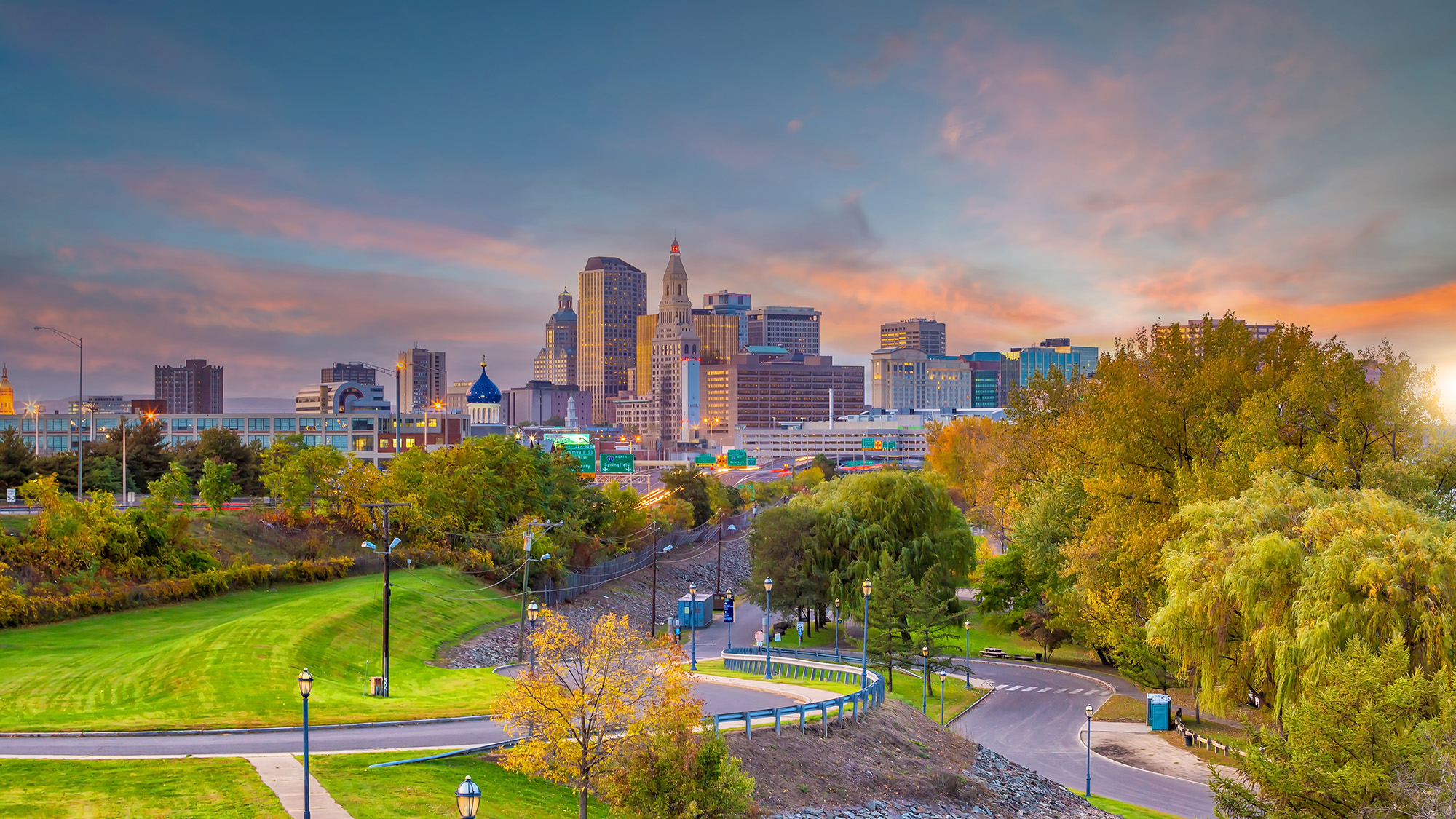 Skyline of downtown Hartford city